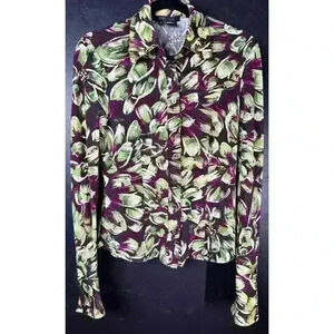 Etcetera Succulent  Printed Shirt Buttons Long Sleeves Womens Size 2